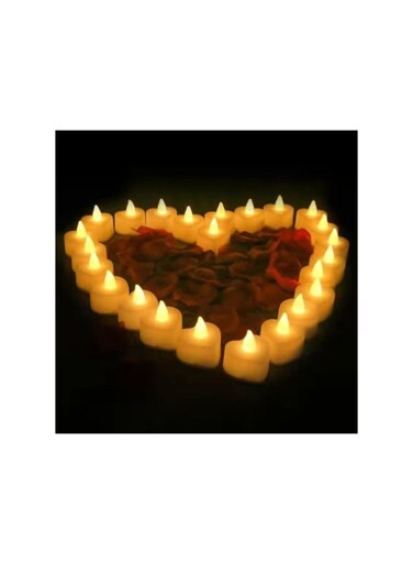 ACLIX 24 Piece Warm White Color Heart Shape Candles Battery Operated