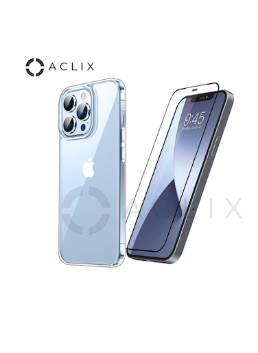 جراب حماية ACLIX 2 في 1 لهاتف Apple iPhone 13 Pro Max مع واقي شاشة زجاجي ثلاثي الأبعاد بإطار أسود، مقاس 6.7 بوصة، مقاوم للصدمات، جراب حماية ناعم مقاوم للخدش، لهاتف iPhone 13 Pro Max.