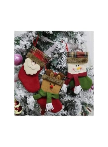 ACLIX 3-Piece Christmas Themed Hanging Stocking Ornament Set Multicolour 19x10centimeter