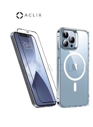ACLIX 3in1 Apple iPhone 13 pro With A 3D Black Border Glass Screen Protector 6.7 inch Shockproof Protective Case, Soft Scratch-Resistant Protection Case, Slim Transparent Thin Case