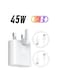 ACLIX 45W Fast Charger Plug For Samsung Galaxy And Other Smartphones, USB C Cable (White)
