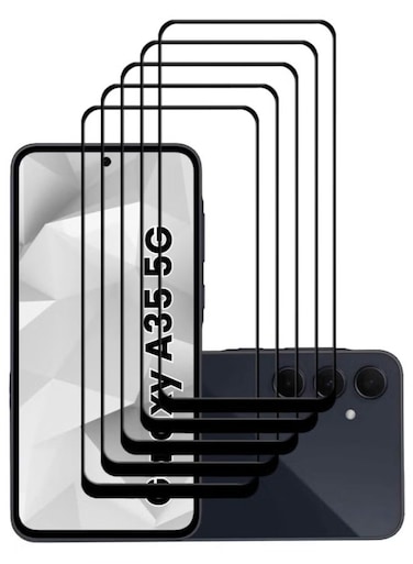 ACLIX 5 Pieces Anti static ESD Dustproof Quality High Definition Tempered Glass Screen Protector Designed For Samsung Galaxy A35