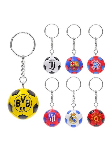 ACLIX 7Pcs Mix 3D Sports Football Souvenirs PU Leather Keyring Men Soccer Fans Keychain Pendant