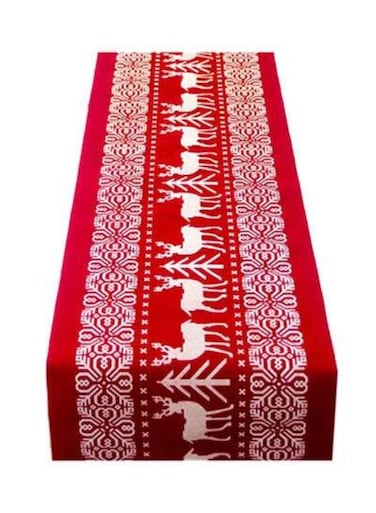 ACLIX Beautiful Tree And Elk Printed Table Cloth Red/White 28x270cm
