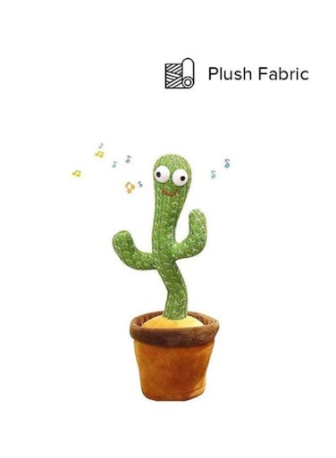 ACLIX Electric Dancing Plant Cactus Plush Stuffed Toy -Green/Brown With Music For Kids &lrm;32 x 27 x 11.5cm