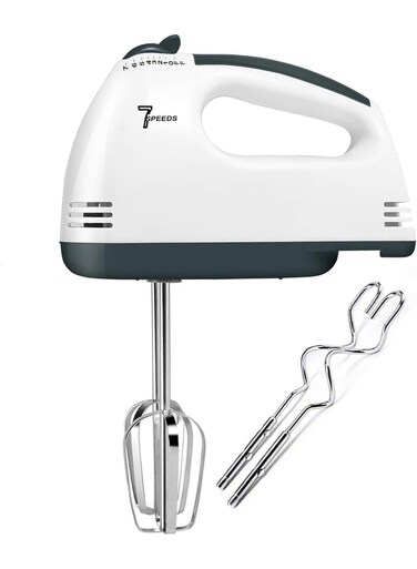 ACLIX Electric Hand Mixer 300W, 7 Speed Lightweight Handheld Egg Beater With Turbo Function, Stainless Steel Dough Hooks &amp; Balloon Whisk, Extra Long Beaters For Baking, Whipping Cream, Cake