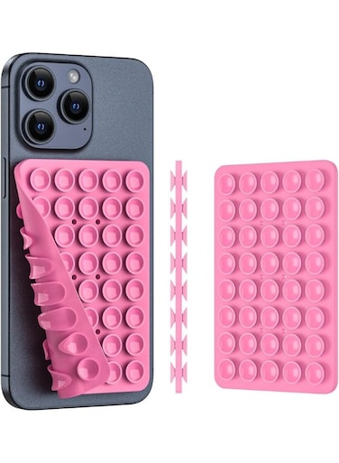 ACLIX 2 Pack Silicone Suction Phone Case,Double Sided Suction Cup, Silicone Suction Adhesive Phone Case Suitable For Selfies and Videos Mirror Shower Holder,Hands-Free Accessory For Bathroom,Home