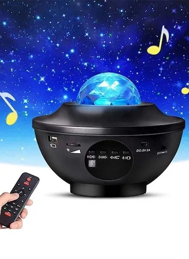 جهاز عرض النجوم LED من ADDFiT مع جهاز تحكم عن بعد، 10 ألوان اختيارية، ومكبر صوت بلوتوث، أسود