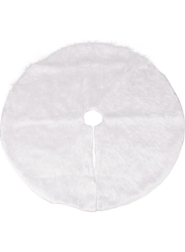 Generic 150Cm Plush Long Haired Artificial Tree Skirt Decoration White