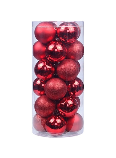 Generic 24-Piece Christmas Tree Decor Ball Set Red 6centimeter