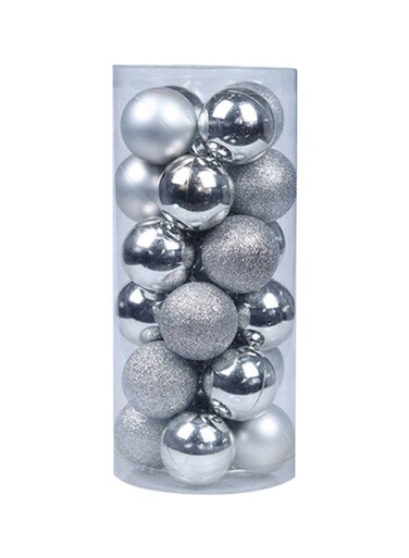 Generic 24-Piece Christmas Tree Decor Ball Set Silver 6cm