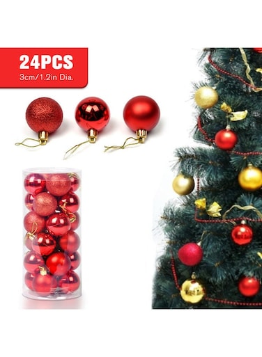 Generic 24-Piece Xmas Tree Balls Ornaments For Decoration Red