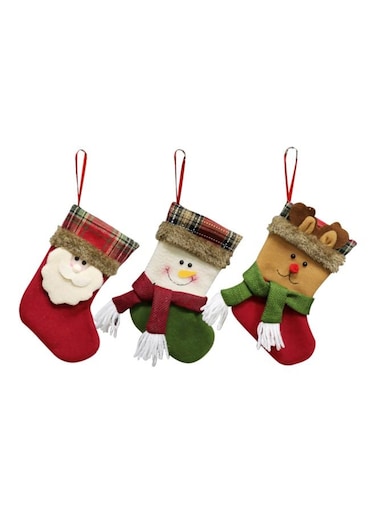 Generic 3-Piece Themed Hanging Stocking Ornament Set Multicolour 19x10cm