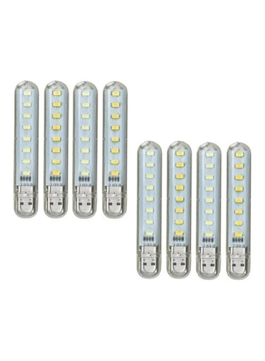 Generic 8-Piece Bright 8 LED USB Light White