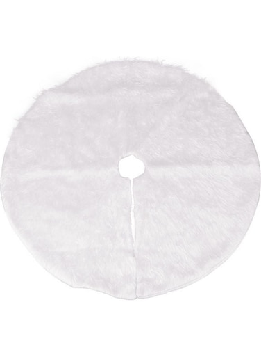 Generic 90cm Plush Long Haired Tree Skirt Decor White