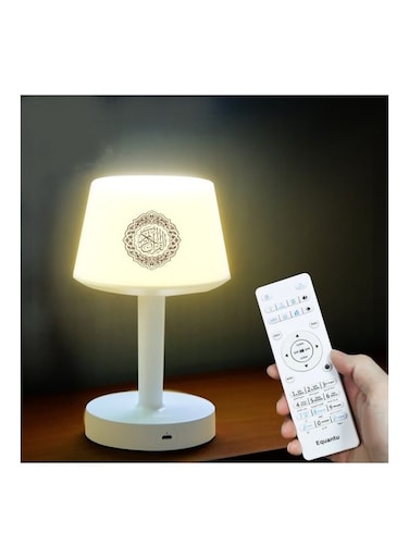 Generic Desk Lamp Qur'an Speaker-Bluetooth, 7 Colors LED Touch Table Lamp 8GB, With 16 Reciters Plus 16 Translations (SQ-917) White