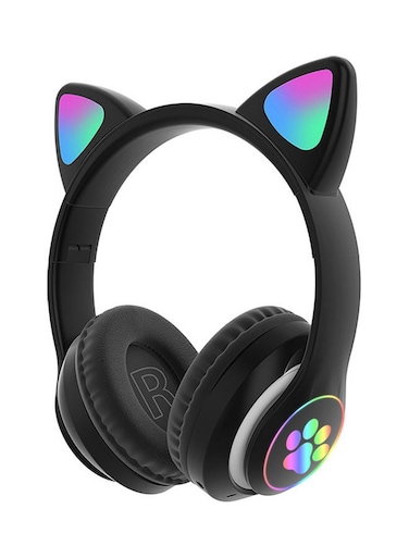 Generic Over Ear Music Headset Glowing Cat Ear BT 5.0 Black