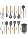 Generic Silicone Cooking Utensil Set, Silicone Kitchen Utensil Set-11pcs, Cooking Utensils Set With Bamboo Wood Handles For Nonstick Cookware Black / Grey