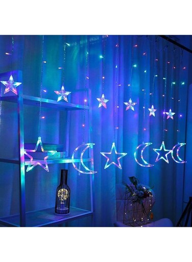 مصباح LED متعدد الألوان على شكل نجوم وقمر، بطول 3 أمتار