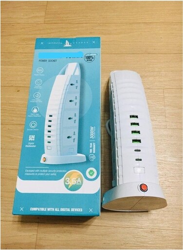 Generic Tower Extension Board With USB A and USB C Port With Universal Sockets With Master Switch and Safety Shutter