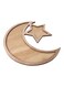 Generic Wooden Ramadan Eid Mubarak Themed Dinner Plate Brown 35x33.3cm