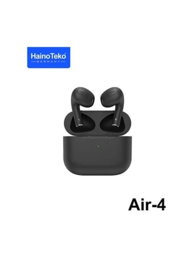 Haino Teko Germany Air4 Wireless Bluetooth Earphone With High Bass Sound Quality and Multifunctional Touch Control Compatible With Android Phones Black