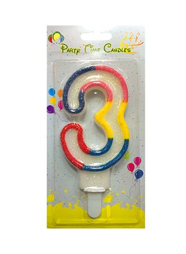 Party Time Candles Numeral 3 Birthday Party Candle