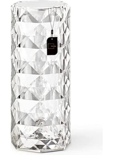 Sharpdo Diamond Rose Shade Nightstand Table Lamp With Touch Control Transparent