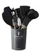 XiuWoo 11-Piece Silicone Wooden Handle Kitchen Utensil Set With Holder Black/Brown One Size