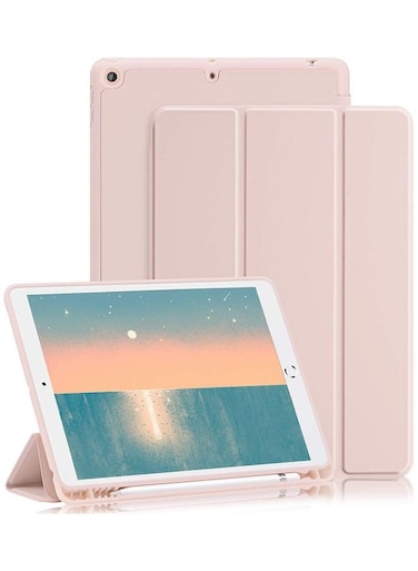 ZENHOME Folding Bracket Protective Cover For Apple iPad 10.2-Inch Pink