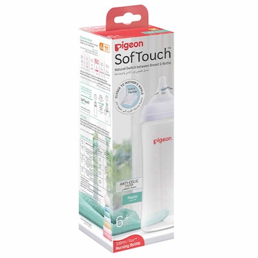 Pigeon Softouch Wide Neck PP Nursing Bottle, 330ml, 6+ Months