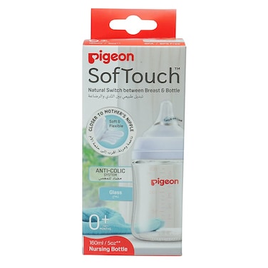Pigeon SofTouch Wide Neck Glass Nursing Bottle 160ml
