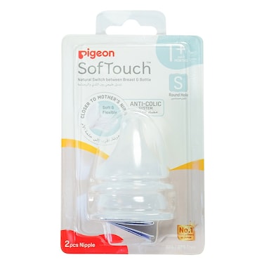 Pigeon SofTouch Wide Neck Bottle Round Hole Nipples Small 2 PCS