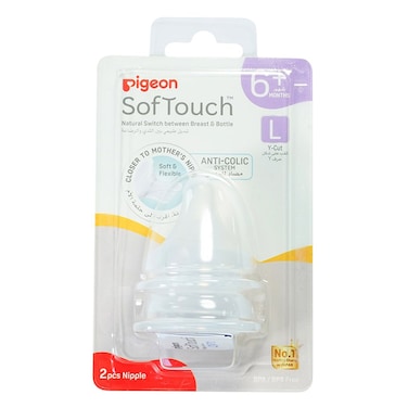 Pigeon SofTouch Wide Neck Bottle Y-Cut Nipples L 2 PCS