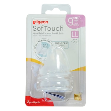 Pigeon SofTouch Wide Neck Bottle Y-Cut Nipples LL 2 PCS