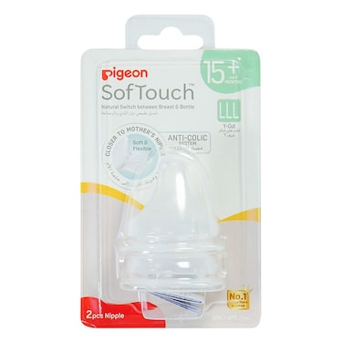 Pigeon SofTouch Wide Neck Bottle Y-Cut Nipples LLL 2 PCS