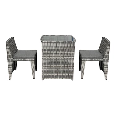 طقم طاولة وكرسي قهوة للحديقة من الفولاذ والخوص  3 قطع