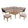 Acacia and Rope Corner Sofa Coffee Table Set with Cushion 5 PCS