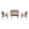 Acacia and Wicker Garden Coffee Chair and Table Set 4 PCS