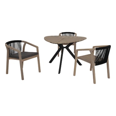 Acacia and Aluminium with Rope Chair and Table Set 3 PCS