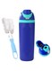 QUEENADA Stainless Steel Water Bottle with Straw - Insulated Stainless Steel Water Bottle for Sports and Travel, BPA-Free, 600ml(dark blue)