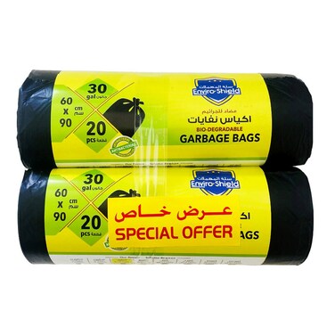 Enviro Shield Garbage Bags 30 Gallon 20 Bags 60x90cm Pack of 2