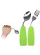 Adaptive Utensils Easy to Hold for Independent Eating, Weighted Utensils for Hand Tremors (left hand, fork+spoon, green)