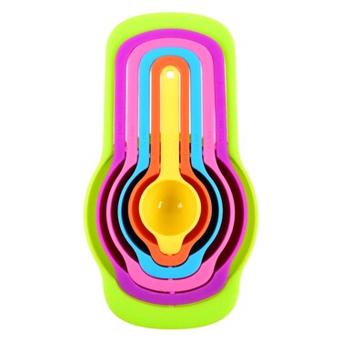 طقم ملاعق قياس بألوان مختلطة مكون من 6 قطع