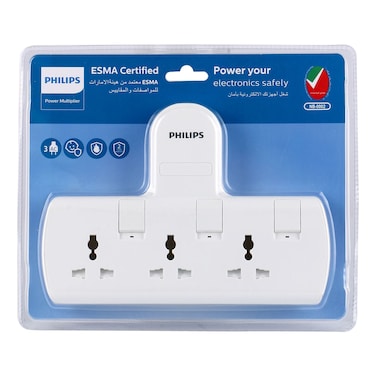 Philips 3-Way Adaptor With Individual Switch SPN1136W/56 White 13A