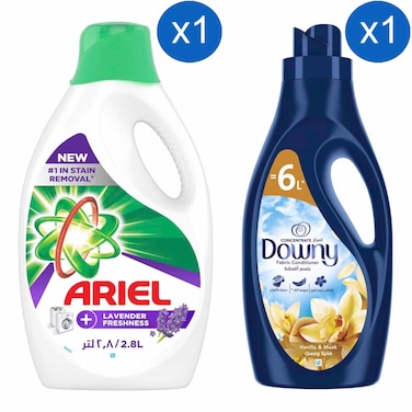Ariel Laundry Detergent Liquid Gel Lavender Freshness and Downy Fabric Conditioner Concentrate Vanilla and Musk 2.8L+2L