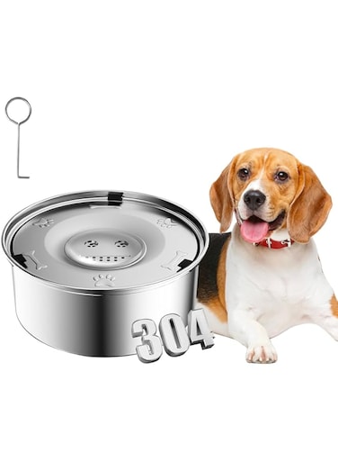REASOR 304 Stainless Steel Dog Water Bowl 3L, No Spill Slow Drinking Feeder with Floating Tray, Dishwasher Safe, Non-Slip Base, Ideal for Medium &amp; Large Dogs