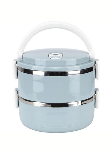 Portable Cutlery Set, Safe and Eco-Friendly Portable Lunch Box Heat Resistant Durable Well-Seal Ring Design for Office(Double Layer)