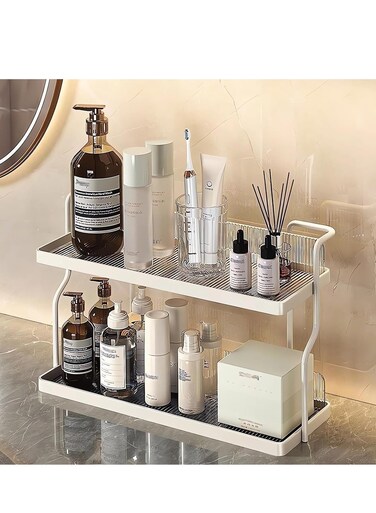 2-Tier Metal Spice Rack Organizer for Kitchen, Bathroom Countertop, Sink &amp; Cabinet - Separable Non-Slip Counter Organizer, Makeup &amp; Perfume Vanity