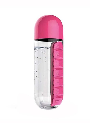 Bottle With Pill Organizer Pink/Clear